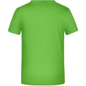 A green T-shirt featuring a plain design and short sleeves, with a logo visible on the back.