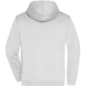A grey men's zip hoodie with a hood, featuring a back view and no visible branding.