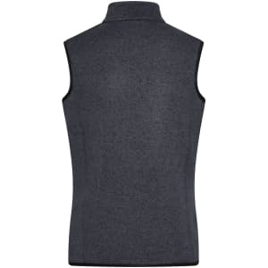 A ladies knitted fleece vest in dark grey, featuring a high collar and no sleeves, with a simple design.
