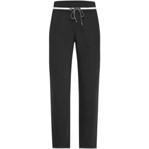 Ladies jog-pants in black with a drawstring waist and two side pockets. Features a logo on the waistband.