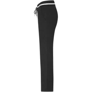 Black ladies jog-pants with a slim fit, featuring a drawstring waist and side pockets.