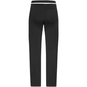 Black ladies jog-pants featuring a slim fit and a single back pocket, with a contrasting waistband.