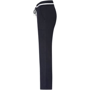 Ladies jog-pants in navy, featuring a drawstring waist and side pockets, with a small logo on the waistband.