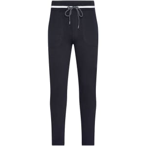 Men’s black jog-pants with a drawstring waist and two front pockets, featuring a branded waistband.