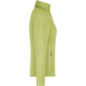 A ladies' polar fleece jacket in bright green, featuring a high collar and a side zip pocket.