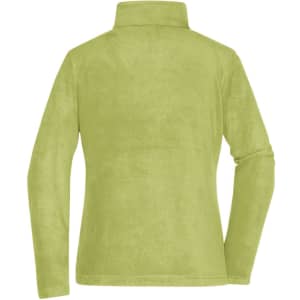 A ladies' polar fleece jacket in a light green colour, featuring a high collar and long sleeves. It has a logo.