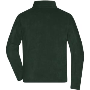 A dark green men's fleece jacket featuring a high collar and long sleeves, with a plain back design.