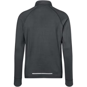 A men's half-zip sports shirt in dark grey, featuring long sleeves and a minimalistic design with a logo.