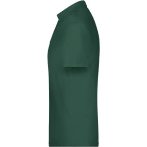 A green polo shirt displayed from the side, featuring short sleeves and a collar. It has a logo on the chest.