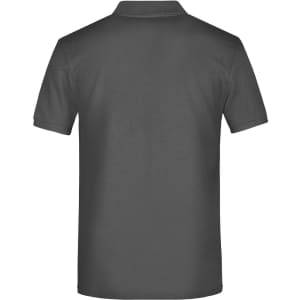 A grey polo shirt with a classic collar and short sleeves. The shirt features a logo on the front.