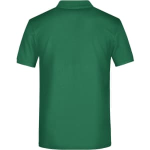 A plain green polo shirt with a folded collar and no visible branding or text.