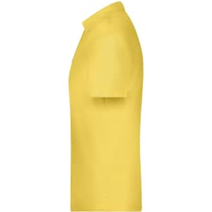 A yellow polo shirt featuring a collar and short sleeves, designed as a promotional product.