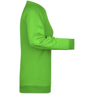 A bright green ladies' jumper with long sleeves and a relaxed fit. It features a contrasting cuff at the wrist.