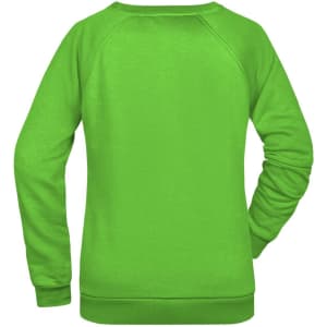 A bright green ladies' sweatshirt with a simple design and no visible branding on the back.
