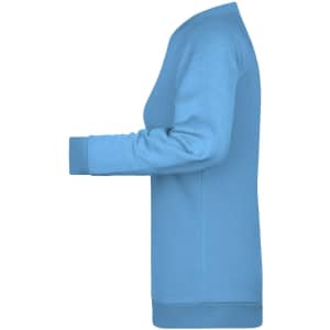 A blue jumper with long sleeves and a crew neckline, featuring a logo on the chest area.