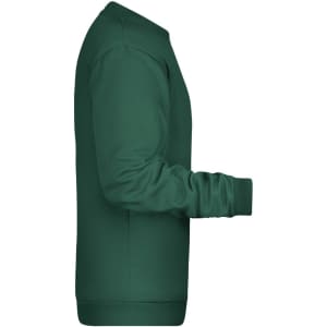 A green men's jumper with long sleeves and a round neckline, featuring a logo on the side.