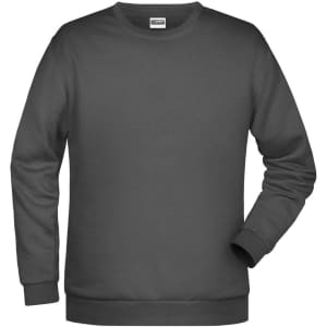 A grey men's jumper with long sleeves and a crew neck, featuring a logo on the chest area.
