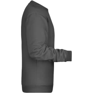 A men's grey sweatshirt with a crew neck and long sleeves, featuring ribbed cuffs and a logo.