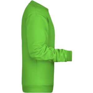 A vibrant green men's jumper with long sleeves and a crew neck, featuring a logo on the side.
