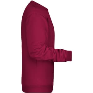 A maroon men's jumper featuring long sleeves and a crew neck. Includes a logo.