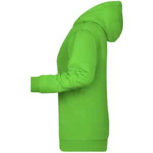 A bright green ladies hoodie featuring a hood and long sleeves, with a grip at the wrists.