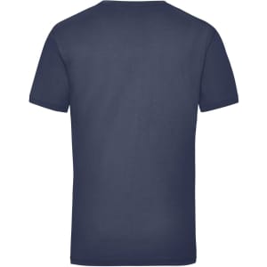 A navy blue work T-shirt with a classic crew neck and short sleeves. It features a logo on the back.