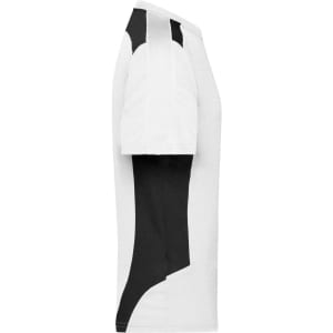 A white and black Craftsmen T-Shirt with a sporty design, featuring short sleeves and a logo.