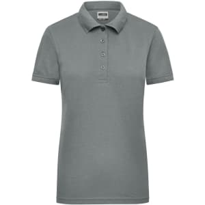 Ladies' workwear polo in a soft grey colour, featuring a classic collar and button placket. Includes a logo.