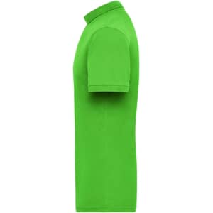 A green men's polo shirt with a classic collar and short sleeves, featuring a logo on the chest.