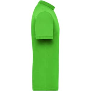 A green men's work polo shirt with a classic collar and short sleeves, featuring a logo.