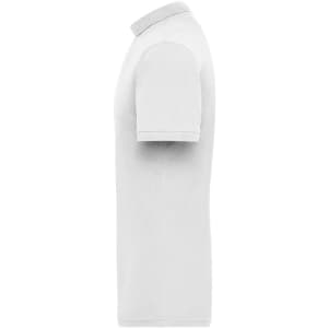 A light grey men's workwear polo shirt featuring a classic collar and short sleeves, with a logo visible.