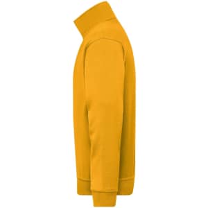 A yellow workwear half zip sweat, featuring a high collar and long sleeves, with a simple design.