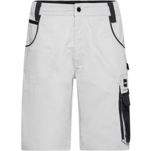 Workwear Bermudas in light grey with contrasting black detailing and a side cargo pocket. Features a logo.