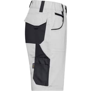 Workwear Bermudas in light grey with a black accent panel, featuring multiple pockets and a logo.