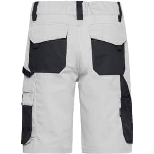Workwear Bermudas featuring grey fabric with black accents and multiple pockets on the back and sides.