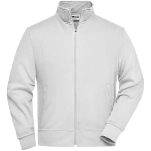 A light grey workwear sweat jacket featuring a zip front and side pockets, with branding present.