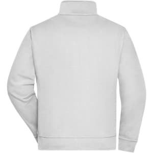A light grey workwear sweat jacket with a high collar and a plain back view, featuring a logo.