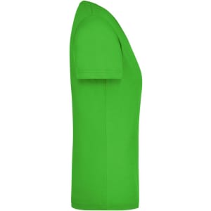 A bright green ladies' workwear T-shirt, featuring a standard crew neck and short sleeves.