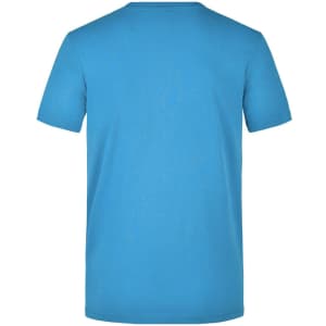 A blue men's workwear T-shirt with a standard crew neck and short sleeves, featuring a logo on the back.