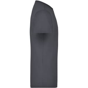 A grey men's workwear t-shirt displayed from the side, featuring short sleeves and a comfortable fit.