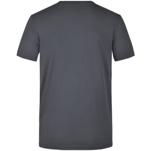 A grey men's workwear t-shirt featuring a standard crew neck and short sleeves, with a logo on the back.