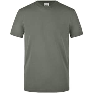 A men's workwear t-shirt in olive green, featuring a round neck and short sleeves. Includes a logo.
