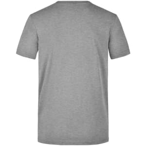A grey men's workwear T-shirt featuring a classic crew neck and short sleeves, with branding on the back.
