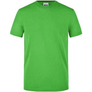 A green men's workwear T-shirt featuring a plain design and a crew neckline, with branding present.