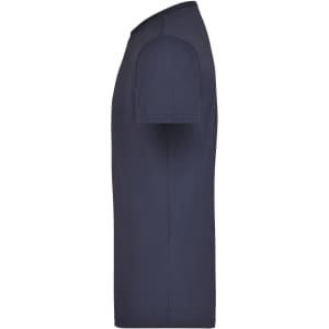A navy blue men's workwear T-shirt featuring a classic crew neck and short sleeves, with a logo on the front.