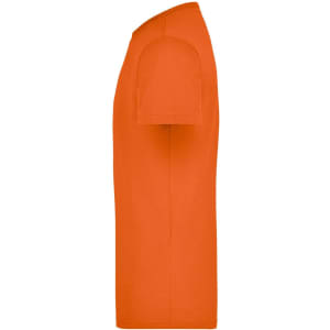 An orange men's workwear T-shirt with a short sleeve and a basic crew neck design. It has a logo on the front.
