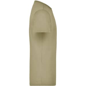 A khaki men's workwear t-shirt with a crew neck and short sleeves. The shirt features a subtle logo.
