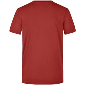 A red men's workwear T-shirt with a classic crew neck and short sleeves, featuring a plain back.