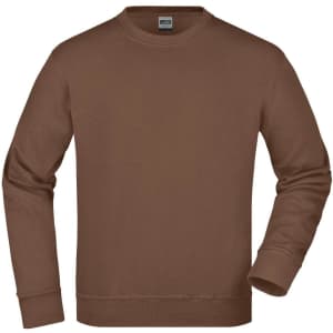 A brown workwear sweatshirt featuring a crew neck and long sleeves, with a logo on the front.