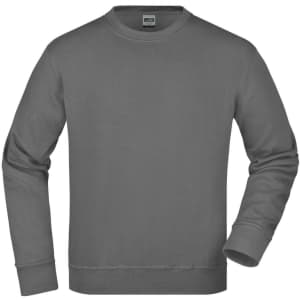 A grey workwear sweatshirt with long sleeves and a simple design, featuring a logo on the chest area.